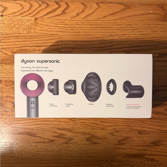 Dyson Supersonic Hair Dryer in Pink and Silver with Styling Attachments